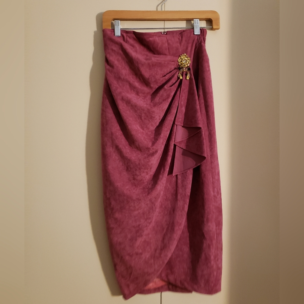 Long skirt velvet purple pink
